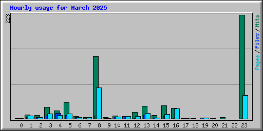 Hourly usage for March 2025