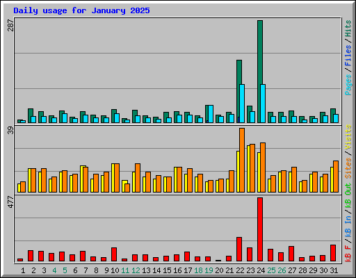 Daily usage for January 2025