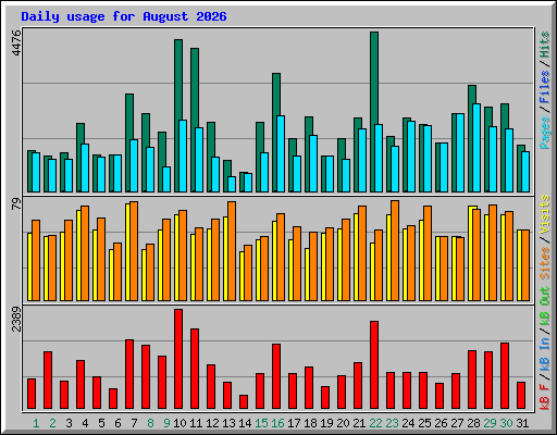 Daily usage for August 2026